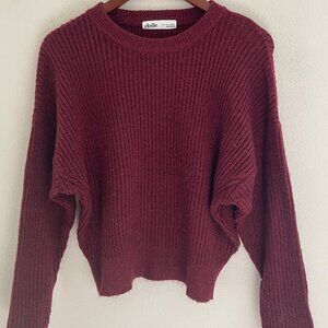 ELODIE Ribbed Burgundy Sweater Slightly Cropped: Excellent Condition; Medium